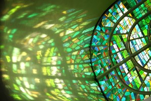 Stained Glass Window with reflection of Light